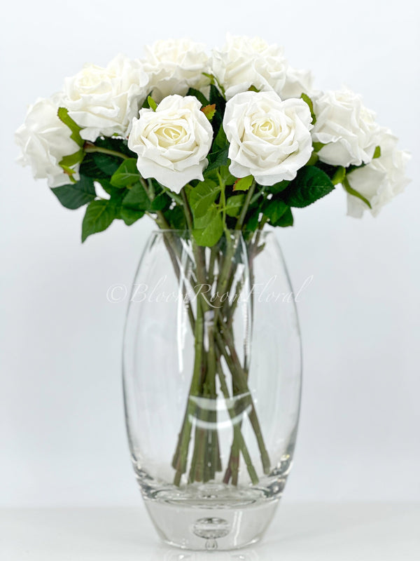 White Real Touch Rose Stem 17&quot; Tall Latex Luxury Quality Artificial Flower Wedding/Home Decoration | Gifts Decor | Floral Color Faux R-022