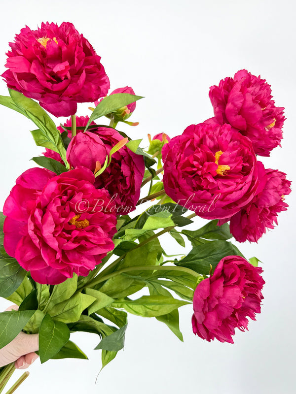 Magenta Moutan Silk Peony Stem Realistic High-Quality Artificial Kitchen/Wedding/Home Decor Gift French Floral Flower Crafting Bouquet P-013