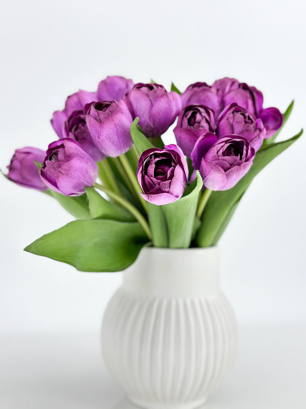 6 Purple Real Touch Tulips Artificial Flower, Realistic Luxury Quality Artificial Kitchen/Wedding/Home Gifts Decor Floral Craft DIY