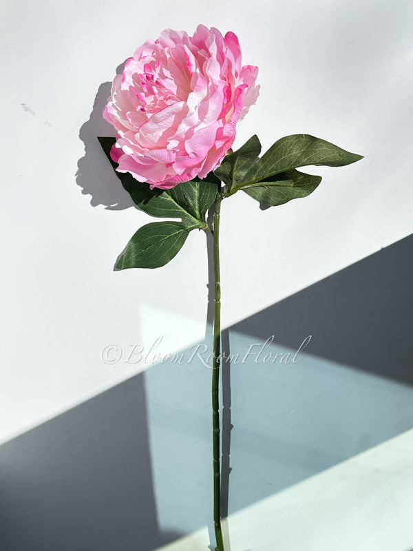 Large Head Pink Peony Silk Stem Realistic High-Quality Artificial Kitchen/Wedding/Home Decor | Gifts French Floral Flowers Cozy Spring P-052