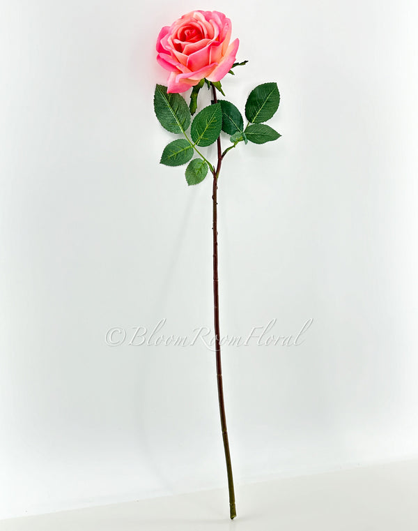 Peach/Pink Rose Real Touch 25&quot; Tall Latex Luxury Quality Artificial Flower Wedding/Home Decoration Gift Floral  Color Faux Floral R-049
