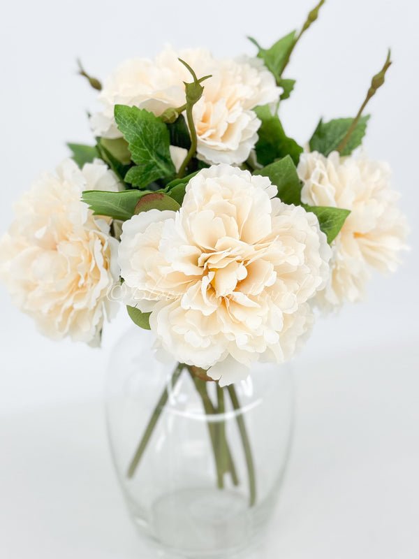 Cream Chinese Peony Silk Floral Artificial Flower | Wedding/Home Decoration Gifts | Décor | Floral, Spring Flowers, Wedding Flowers P-002