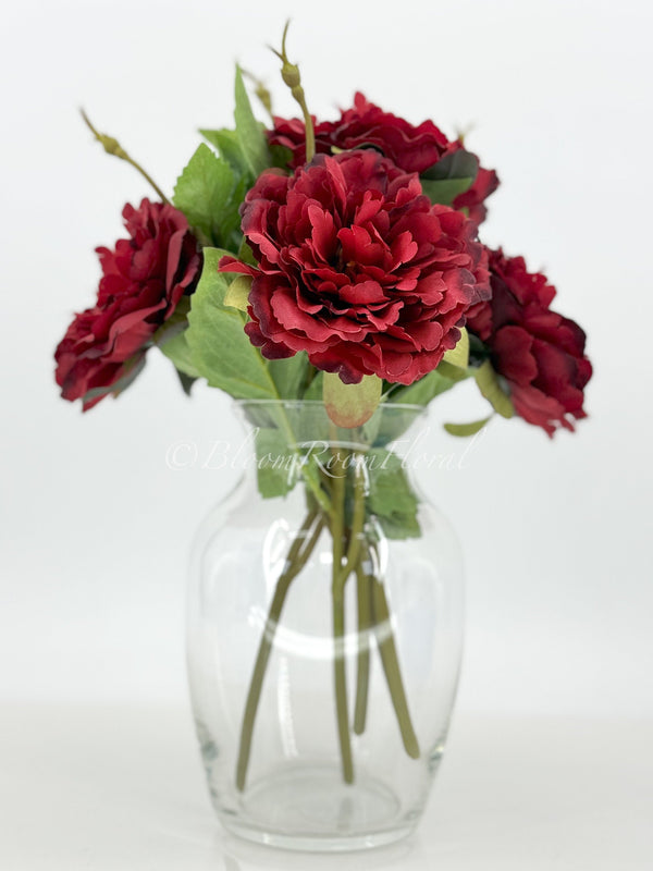 Red Chinese Peony Silk Floral Artificial Flower | Wedding/Home Decoration Gifts | Décor | Floral, Spring Flowers, Wedding Flowers P-003