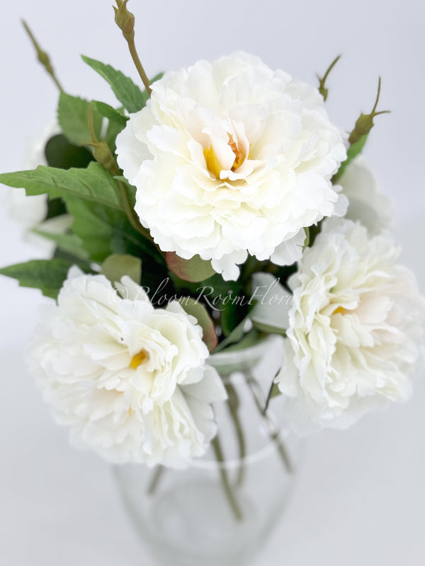 White Chinese Peony Silk Floral Artificial Flower | Wedding/Home Decoration Gifts | Décor | Floral, Spring Flowers, Wedding Flowers P-006