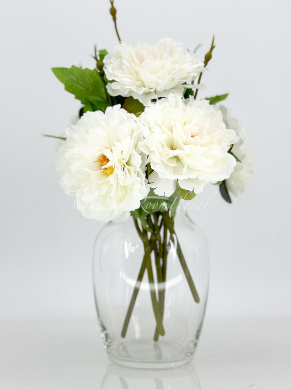 White Chinese Peony Silk Floral Artificial Flower | Wedding/Home Decoration Gifts | Décor | Floral, Spring Flowers, Wedding Flowers P-006