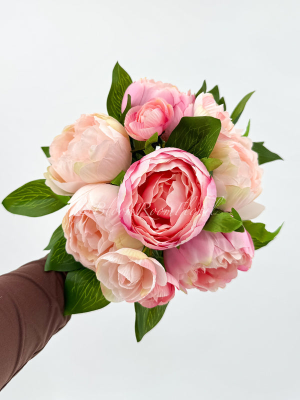 Pink/LT Pink Peonies 8 Stem Bouquet, Artificial Flower, Wedding, Home Decoration, Gifts, Decor Floral Faux Centerpiece Arrangement P-050