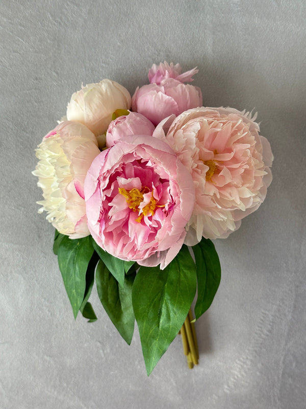 Darker Pink/Light Pink 7-Head Peonies Bouquet, Artificial Flower, Wedding Bouquet, Home Decor, Gifts, Decor Floral Faux Arrangement P-046