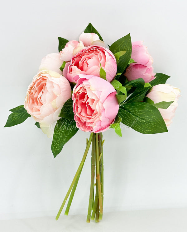 Pink/LT Pink Peonies 8 Stem Bouquet, Artificial Flower, Wedding, Home Decoration, Gifts, Decor Floral Faux Centerpiece Arrangement P-050