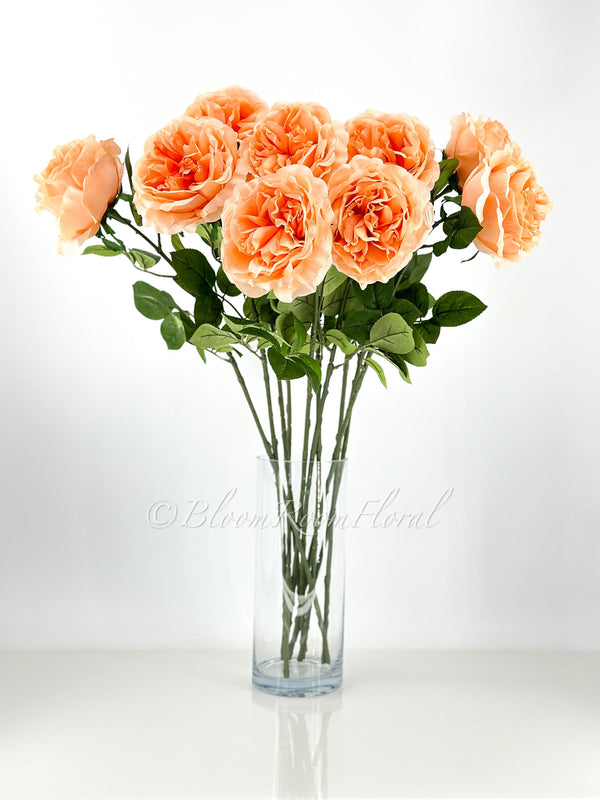 Peach Silk Rose Stem | 30 inch Tall Silk High-Quality Artificial Flower Bouquet | Wedding/Home Decoration | Gifts Floral Faux R-051