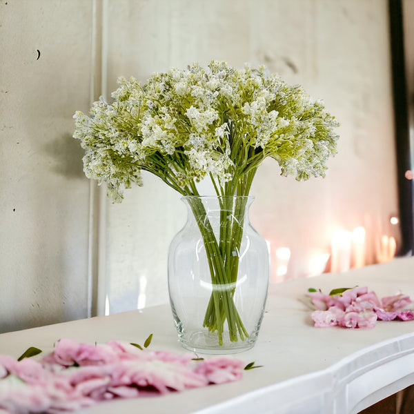 13&quot; White Baby&#39;s Breath Bouquet, Artificial Flower, Wedding Bouquet, Home Decoration, Gifts, Decor Floral Faux Centerpiece Birthday B-002