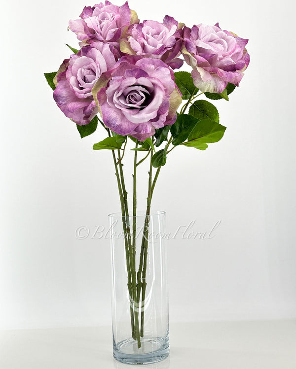 Purple Silk Rose Stem | 26 inch Tall Silk High-Quality Artificial Flower Bouquet | Wedding/Home Decoration | Gifts Floral Faux R-050