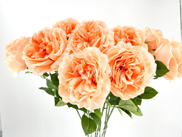 Peach Silk Rose Stem | 30 inch Tall Silk High-Quality Artificial Flower Bouquet | Wedding/Home Decoration | Gifts Floral Faux R-051