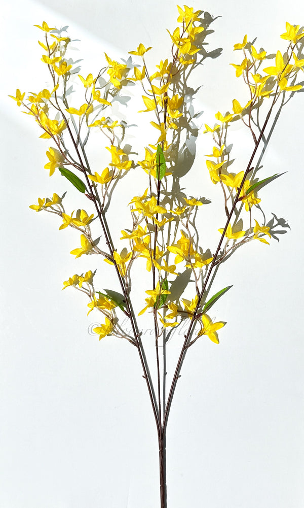 34" Yellow Forsythia Stem Artificial Flower Realistic Faux Floral Craft Kitchen Wedding Home Decoration Decor Floral Housewarming Gift