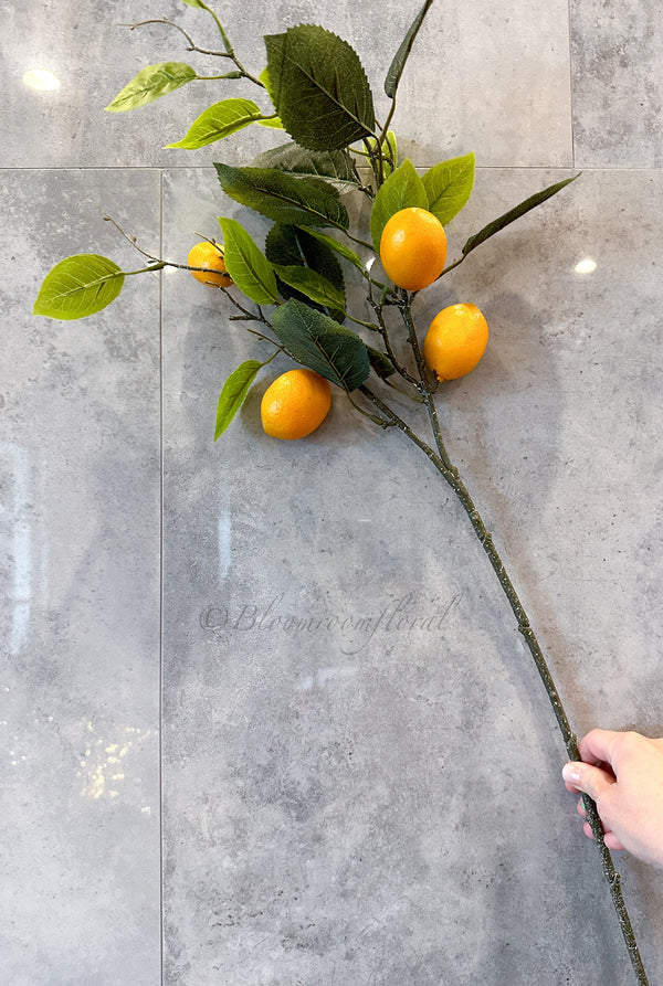 26" Yellow Lemon Stem Artificial Flower Realistic Faux Floral Craft Kitchen Wedding Home Decoration Decor Floral Housewarming Gift