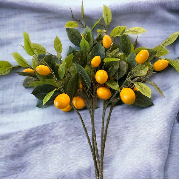 26" Yellow Lemon Stem Artificial Flower Realistic Faux Floral Craft Kitchen Wedding Home Decoration Decor Floral Housewarming Gift