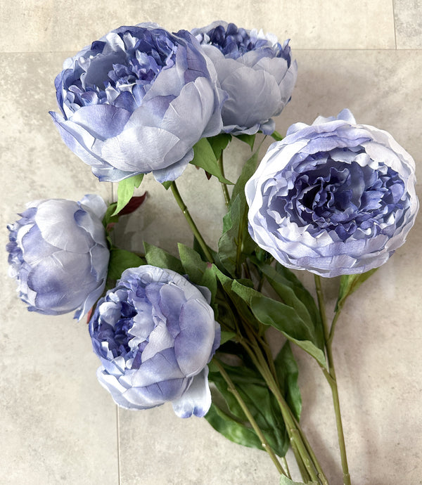 26" Blue Peony Stem Faux Artificial Centerpiece Wedding/Home Decor | Gift | Decor Floral Silk Flowers French Decor Realistic P-063