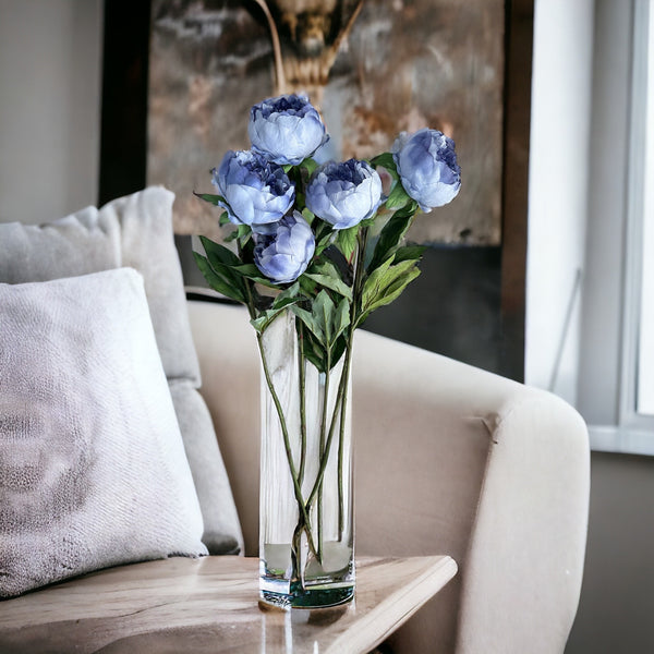 26" Blue Peony Stem Faux Artificial Centerpiece Wedding/Home Decor | Gift | Decor Floral Silk Flowers French Decor Realistic P-063