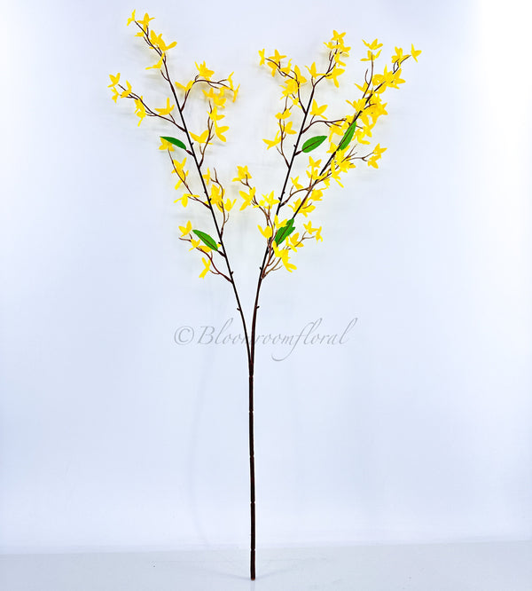 34" Yellow Forsythia Stem Artificial Flower Realistic Faux Floral Craft Kitchen Wedding Home Decoration Decor Floral Housewarming Gift