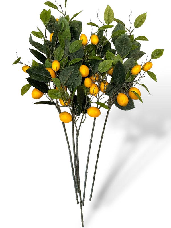 26" Yellow Lemon Stem Artificial Flower Realistic Faux Floral Craft Kitchen Wedding Home Decoration Decor Floral Housewarming Gift