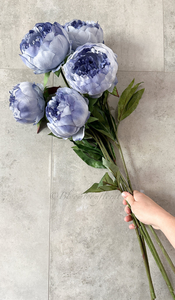 26" Blue Peony Stem Faux Artificial Centerpiece Wedding/Home Decor | Gift | Decor Floral Silk Flowers French Decor Realistic P-063